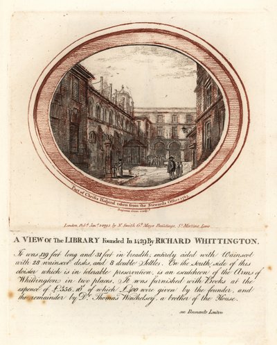 Bibliothek gegründet 1429 von Richard Whittington, im Christs Hospital, London von John Thomas Smith