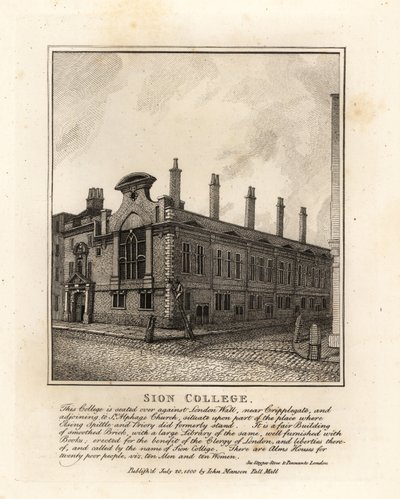 Sion College, an der London Wall, nahe Cripplegate von John Thomas Smith