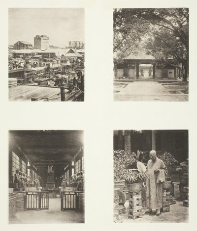 Ein Pfandhaus in Kanton, Honam-Tempel, Kanton, Tempel der fünfhundert Götter, Kanton... von John Thomson