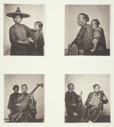 Bootsmädchen, eine Kanton-Bootsfrau und Kind, Musiker von John Thomson