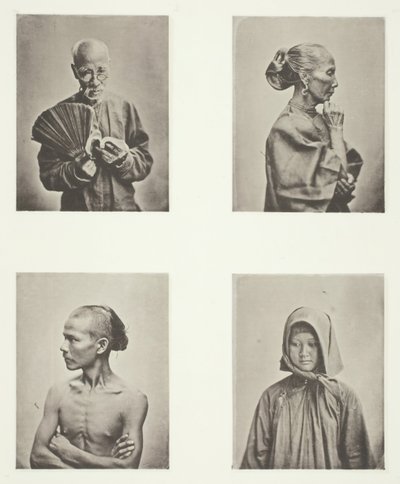 Vier Köpfe, Typen der Arbeiterklasse, ca. 1868 von John Thomson