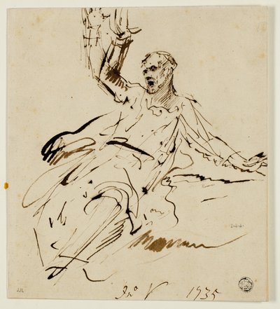 Sitzende männliche Figur mit erhobenem Arm von John Vanderbank