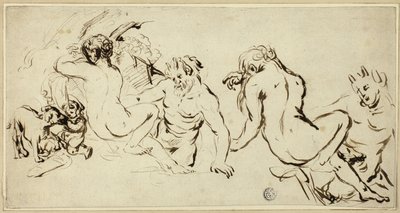 Skizzen von Nymphe, Satyr und Putto von John Vanderbank