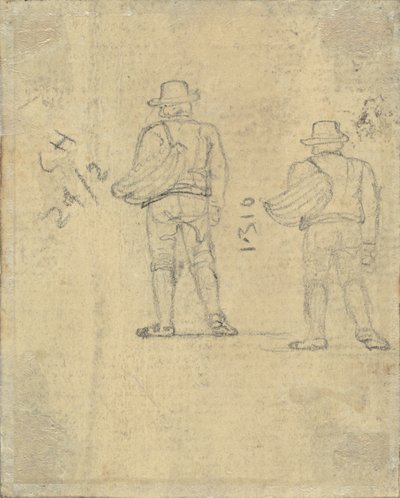 Zwei Studien einer Figur mit einem Korb (verso) von John Varley