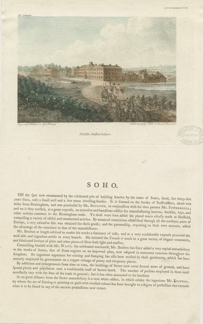 Soho Manufaktur (kolorierte Gravur) von John Walker