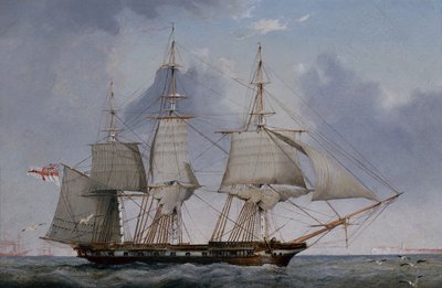 Eine Fünftrang-Fregatte mit 36 Kanonen auf Steuerbordbug von John Ward of Hull
