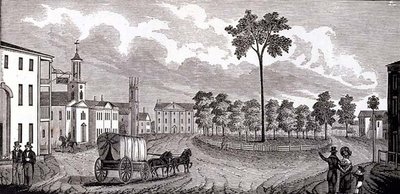 Zentraler Teil von Pittsfield, Massachusetts, aus Historische Sammlungen von Massachusetts, von John Warner Barber, graviert von S. E. Brown, 1839 von John Warner Barber