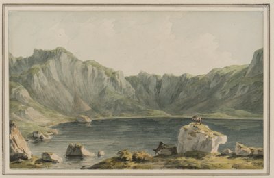 Llyn Idwal, auf dem Weg dorthin von Llyn Ogwen, Carnarvonshire, ca. 1795 von John Warwick Smith