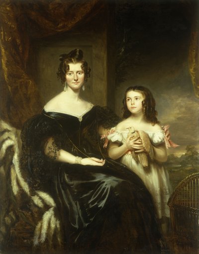 Porträt einer eleganten Dame und ihrer Tochter von John Watson Gordon
