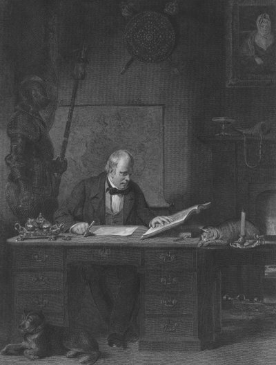 Sir Walter Scott in seinem Arbeitszimmer, Castle Street, Edinburgh von John Watson Gordon