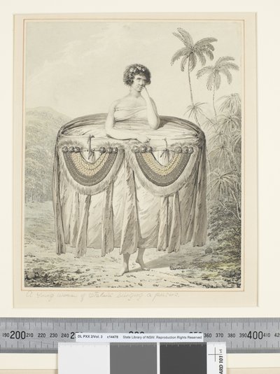 Eine junge Frau aus Otaheite bringt ein Geschenk von John Webber