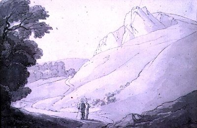 Hügelige Landschaft mit zwei Figuren von John White Abbott