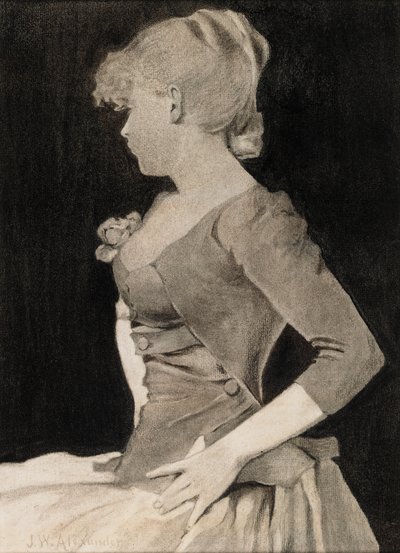Silhouette eines jungen Mädchens von John White Alexander, Kohle von John White Alexander