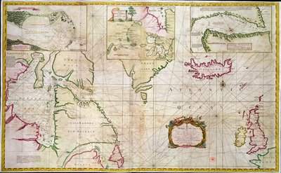 Karte der Meere und Meerenge, die die Möglichkeit einer Nordwestpassage zwischen der Hudson Bay und dem Südmeer zeigt von John Wigate