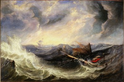 Meereslandschaft mit Wrackteilen von John Wilson (attr. to) Carmichael