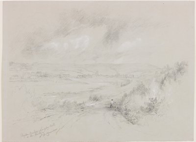 Haydon Bridge, Langley Castle in der Ferne von John Wilson Carmichael