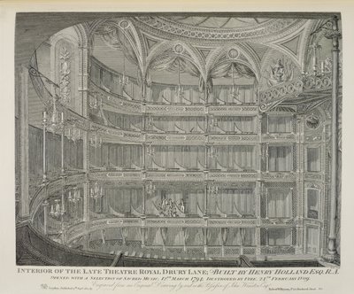 Innenraum des ehemaligen Theatre Royal, Drury Lane, in London, erbaut von Henry Holland, 1794, durch Feuer zerstört 1809, graviert von Dale, 1820 von John Winston