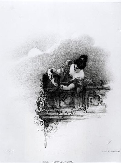 Fanny Kemble (1809-93) als Julia, Süße gute Nacht, graviert von Richard James Lane (1800-72) von John after Hayter