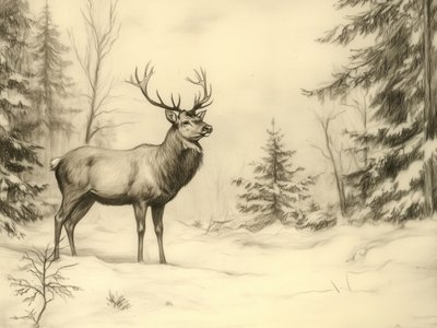 Majestätischer Winterhirsch von Jolly and Dash