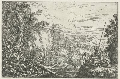 Drei Fischer am Ufer eines Flusses von Jonas Umbach