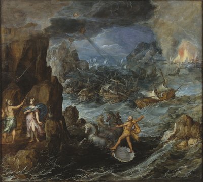 Schiffbruch der griechischen Flotte auf der Heimreise von Troja, ca. 1585-90 von Joos or Josse de Momper