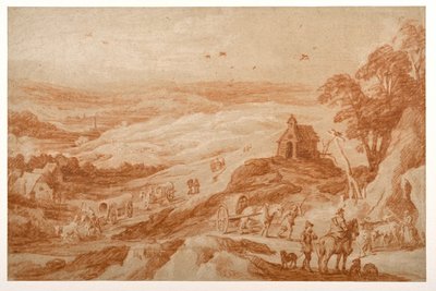 Landschaft mit Figuren, Vieh und Wagen von Joos or Josse de The Younger Momper