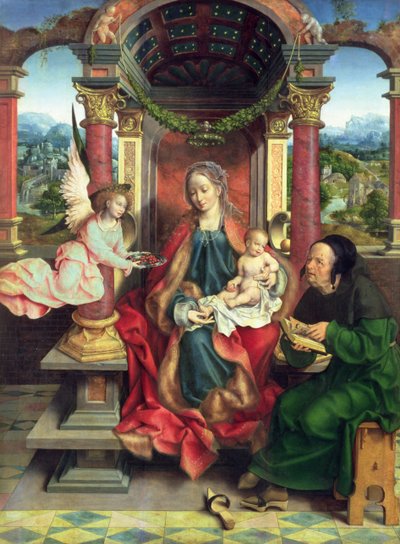 Die Heilige Familie, Mittelteil eines Triptychons, ca. 1530 von Joos van Cleve