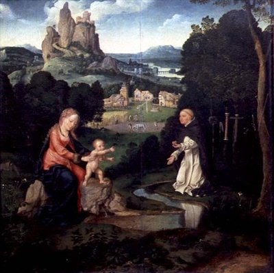 Die Jungfrau und das Jesuskind mit einem Dominikanermönch, ca. 1515-18 von Joos van Cleve