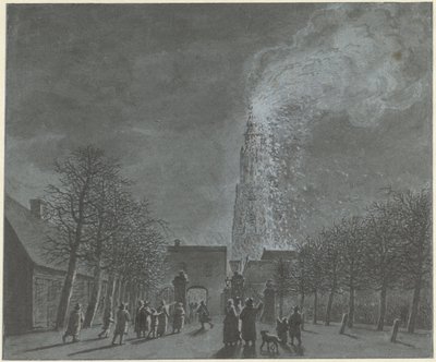 Brand im Kirchturm von Amersfoort von Jordanus Hoorn
