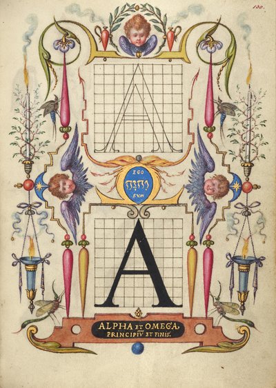 Anleitung zum Konstruieren des Buchstabens A von Joris Hoefnagel