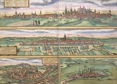 Karte von Nürnberg, Ulm und Salzburg, aus 