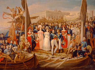 Ferdinand VII. landet im Hafen von Santa Maria, 19. Jahrhundert von José Aparicio