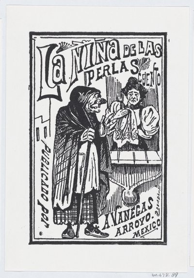 Eine Frau weint mit einem Taschentuch in der Hand und spricht mit einer alten Hexe, Illustration..., ca. 1880-1910 von José Guadalupe Posada