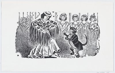 Eine Frau tanzt mit einer Katze im Anzug, ca. 1880-1910 von José Guadalupe Posada