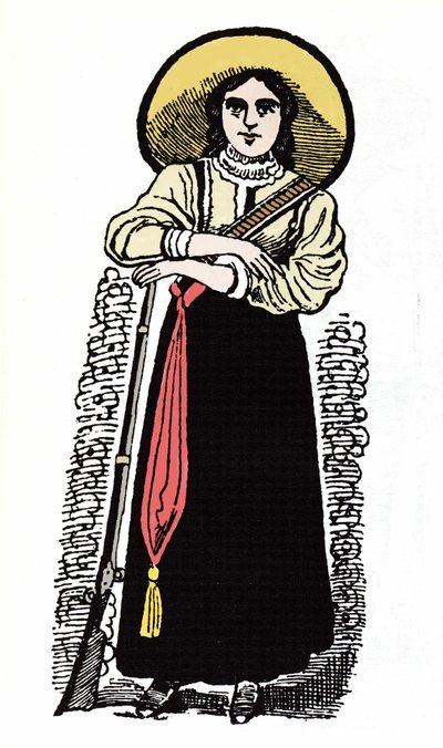 Die mexikanische Revolution (1910-1920): Mexikanische Soldatin. Xylographie von Jose Guadalupe Posada (1852-1913) von José Guadalupe Posada