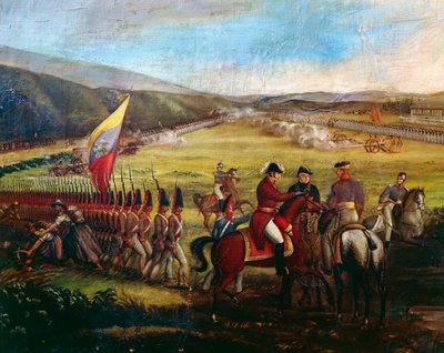 Truppen von General Narino, ein Begleiter von Bolivar, während der Schlacht von Calibio von José María Espinosa Prieto