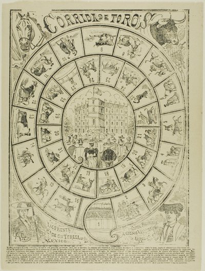 Stierkampf Würfelspiel von José Guadalupe Posada