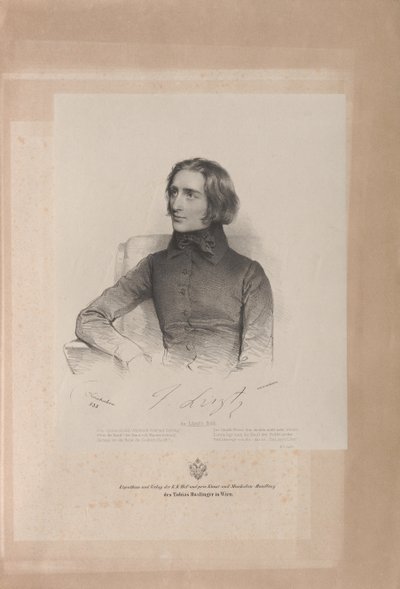 Porträt von Franz Liszt 1811-1886, 1838 von Josef Kriehuber