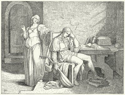 Enzio von Sardinien, unehelicher Sohn des Heiligen Römischen Kaisers Friedrich II., in der Gefangenschaft der guelfischen Lombarden von Josef Mathias (after) Trenkwald