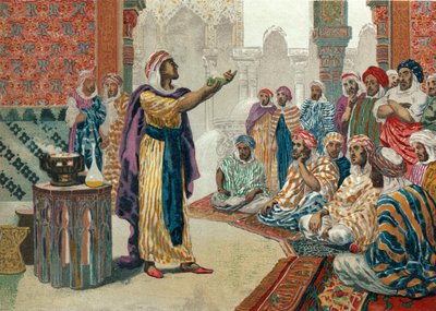 Jabir ibn Hayyan lehrt Chemie in Edesa von Josep or Jose Planella Coromina