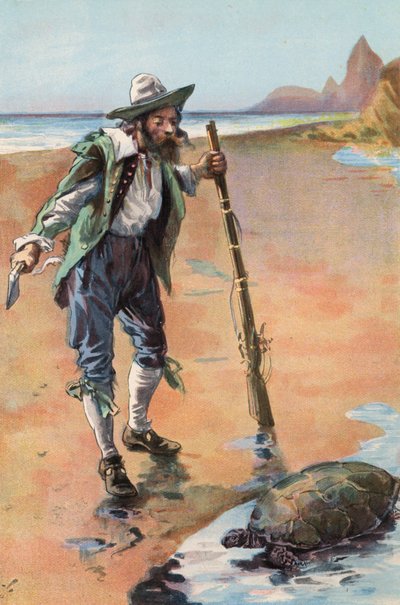 Robinson Crusoe: Ich finde eine Schildkröte von Joseph (after) Finnemore