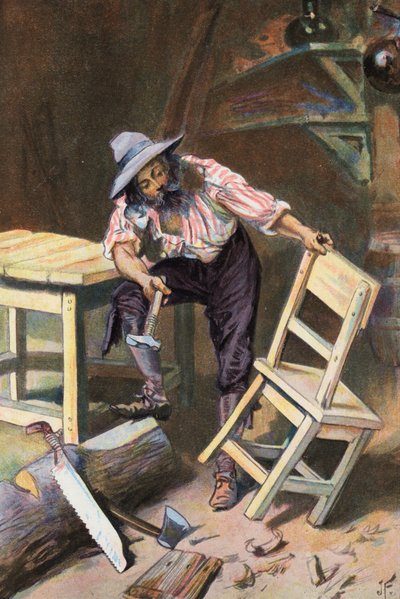 Robinson Crusoe: Ich mache einen Tisch und einen Stuhl von Joseph (after) Finnemore