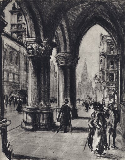 Strand, von den Gerichtsgebäuden (Lithografie) von Joseph (after) Pennell