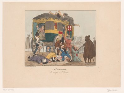 Omnibus mit Passagieren wird überfallen von Joseph Ambroise Jobard