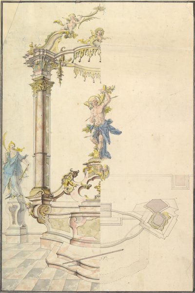 Entwurf für ein Altarbild mit einer Figur des Hl. Sebastian von Joseph Anton Feuchtmayer