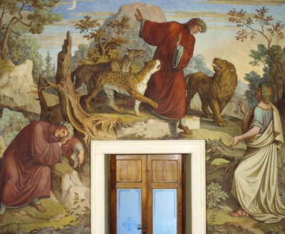 Dante schlafend, von wilden Tieren angegriffen und Virgil begegnend von Joseph Anton Koch