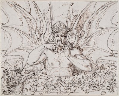 Luzifer im Zentrum der Hölle. Illustration zur Göttlichen Komödie von Dante Alighieri, ca. 1803 von Joseph Anton Koch