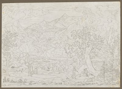 Der Grindelwald-Gletscher mit Jäger und Bauernmädchen im Vordergrund von Joseph Anton Koch