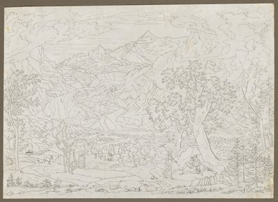 Der Grindelwald-Gletscher mit Jäger und Bauernmädchen im Vordergrund, ca. 1823 von Joseph Anton Koch
