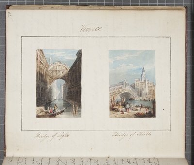 Venedig, eingeklebt in Thomas Moodys Tagebuch einer Reise durch die Schweiz und Italien, 1822 von Joseph Axe Sleap